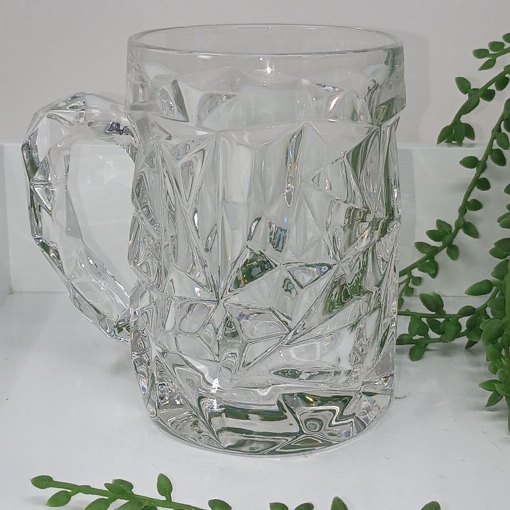 Tiffany & Co. Faceted Clear Glass Crystal Mug